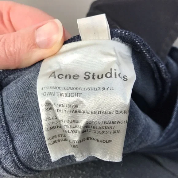 Acne Studios Town Twilight men’s skinny jeans dark wash button fly - Picture 11 of 11